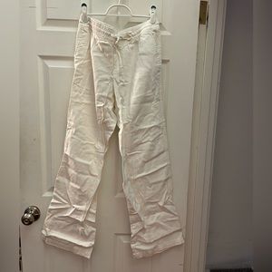 White Linen Wide-Leg Resort Pants